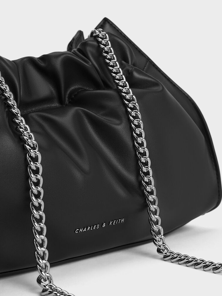 Cyrus Slouchy Chain-Handle Bag, Noir, hi-res