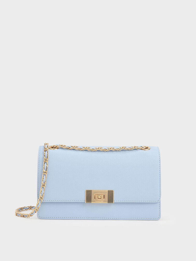 Everette Chain-Strap Shoulder Bag​, Blue, hi-res