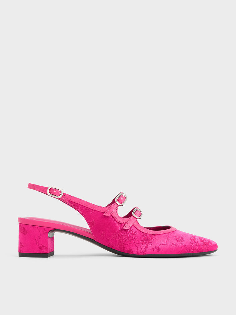 Clementine Recycled Polyester Mary Jane Pumps, Fuchsia, hi-res
