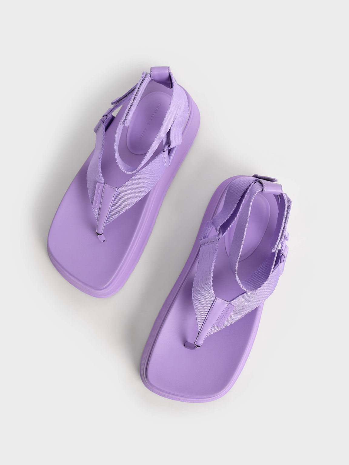 Joss Ankle-Strap Flatform Thong Sandals, Purple, hi-res