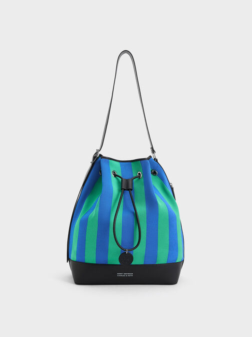 Large Striped Bucket Bag, Multi, hi-res