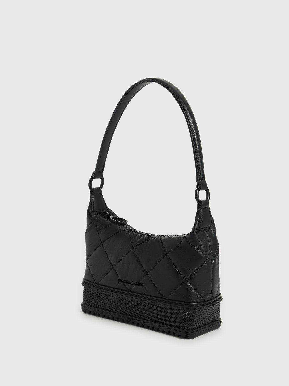 Single Handle Puffer Bag, Black, hi-res