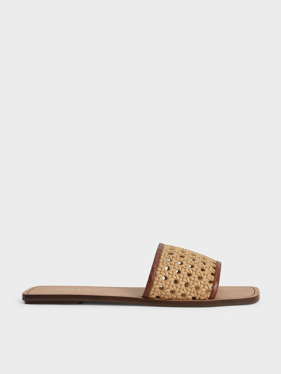 Woven Slide Sandals, Brown, hi-res