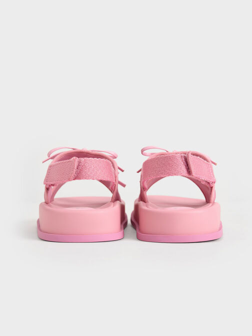 Girls' Glittered Double Bow Sandals, Rosa, hi-res