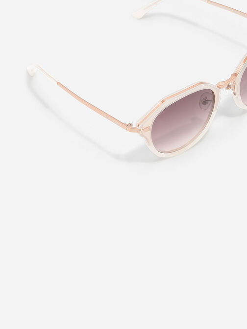 Solana Angular Oval Sunglasses, Pink, hi-res