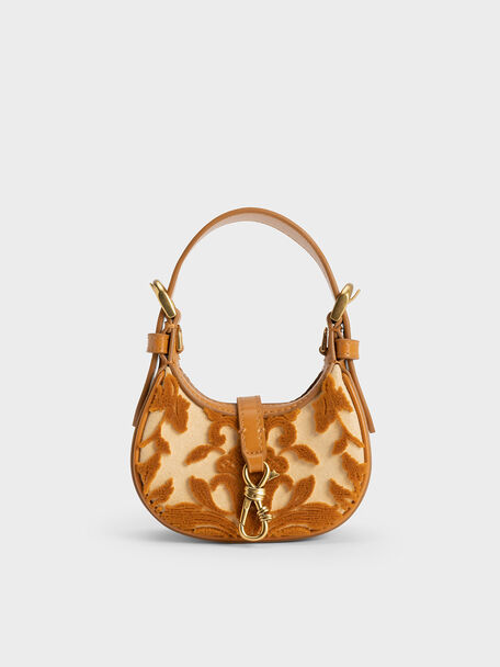 Thessaly Floral Textured Micro Bag, Beige, hi-res
