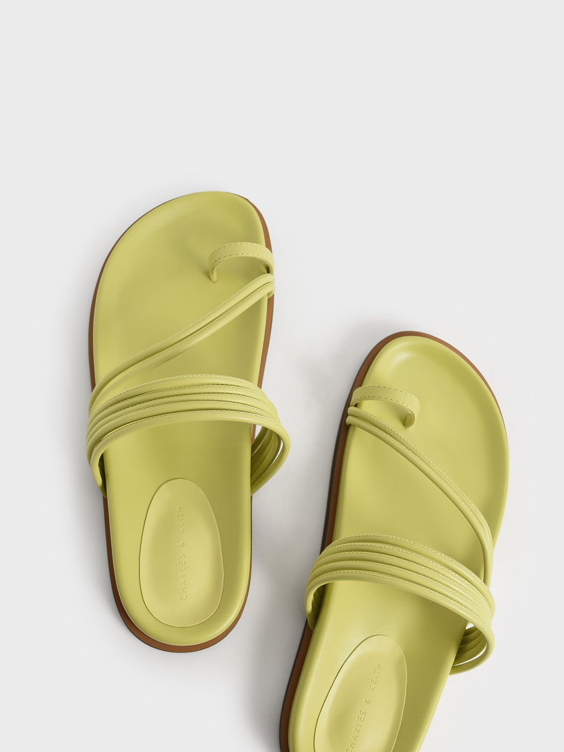Toe Loop Strappy Flat Sandals, Lime, hi-res