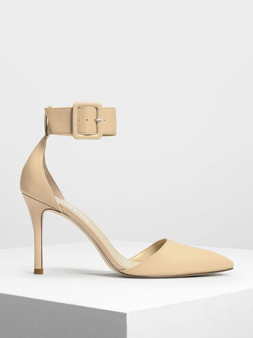 Ankle Cuff Heels, Nude, hi-res