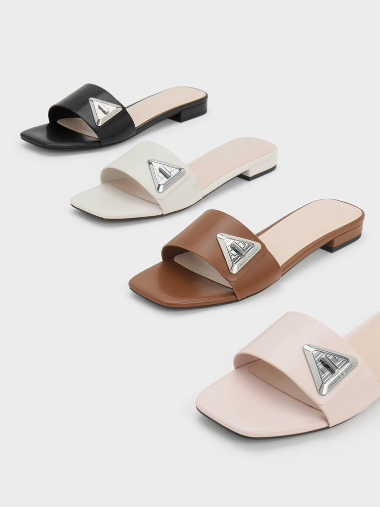 Trice Metallic Accent Slide Sandals, Black, hi-res