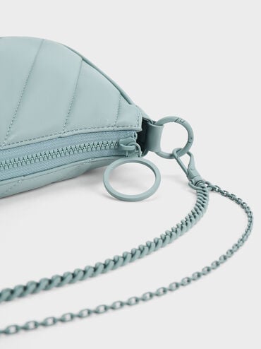 Philomena Puffy Chain-Strap Crossbody Bag, Slate Blue, hi-res