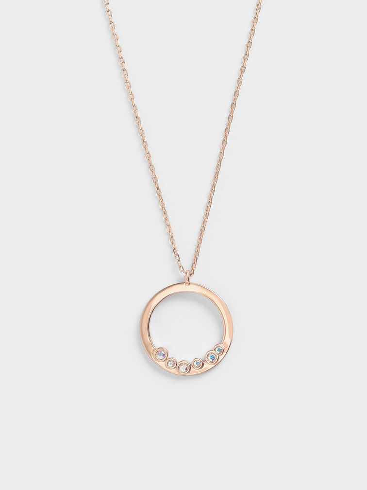 Swarovski® Crystal Studded Pendant Necklace, Rose Gold, hi-res