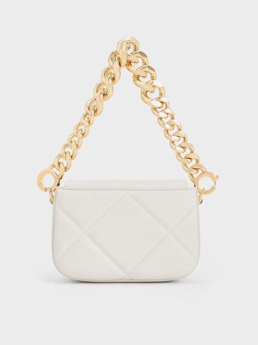 Mini Danika Chunky Chain Padded Bag, White, hi-res