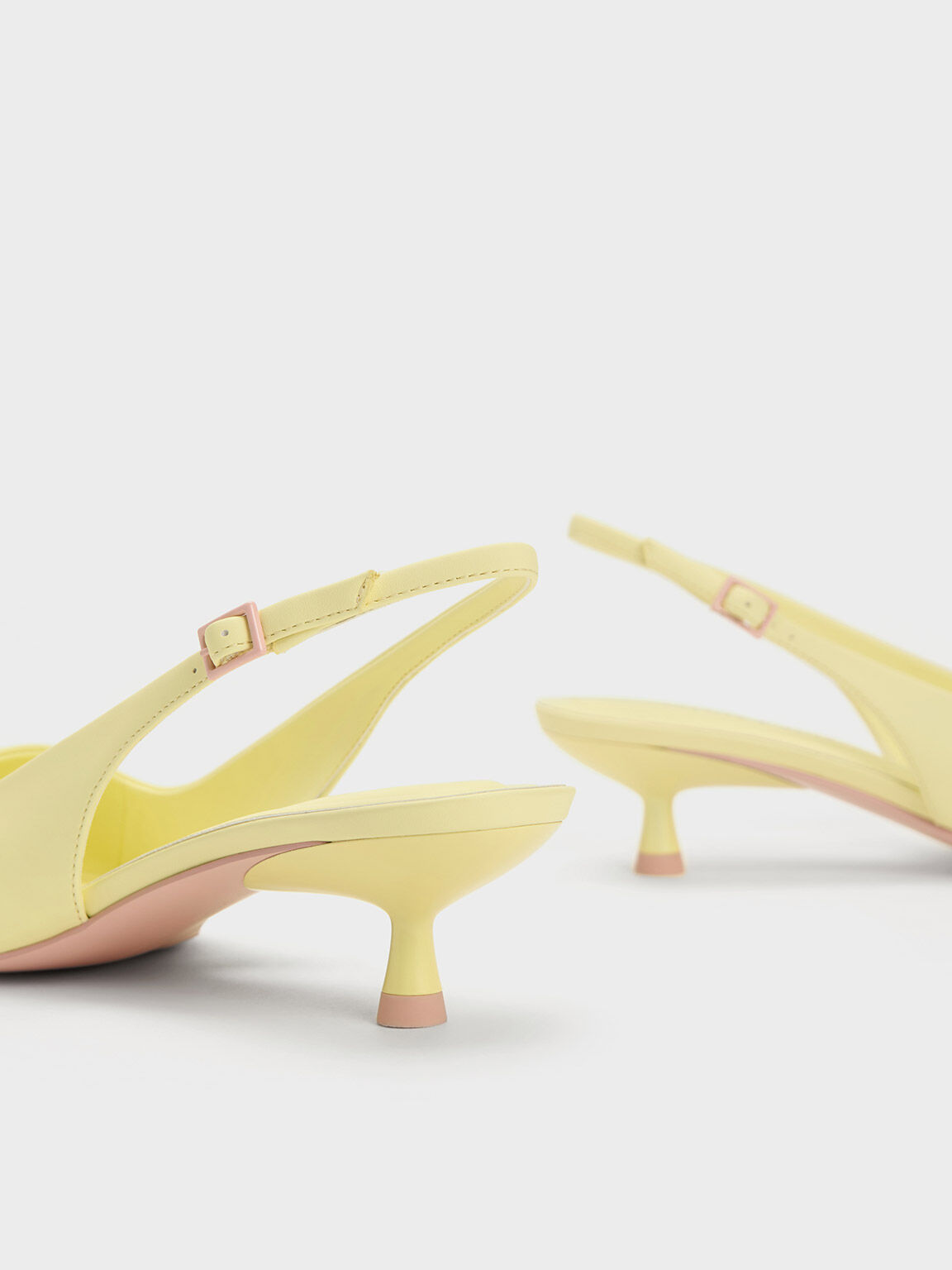 Yellow Kitten Heel Slingback Pointed Toe Stiletto Heel Pumps For Women -  Milanoo.com