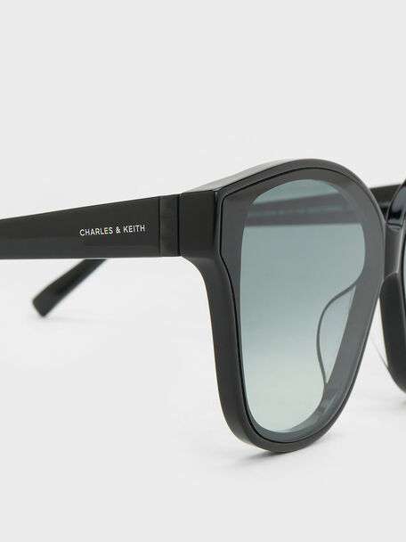 Recycled Acetate Classic Square Sunglasses, Black, hi-res