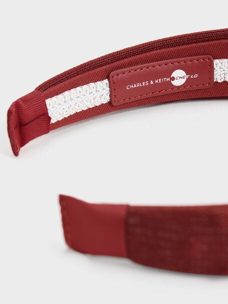 Spike Textured Headband, Red, hi-res