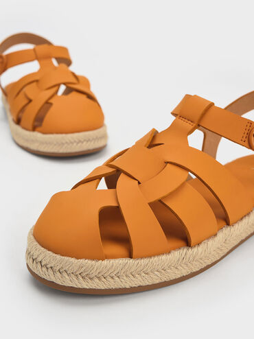 Alpargatas tipo sandalia tejidas para niña, Naranja, hi-res