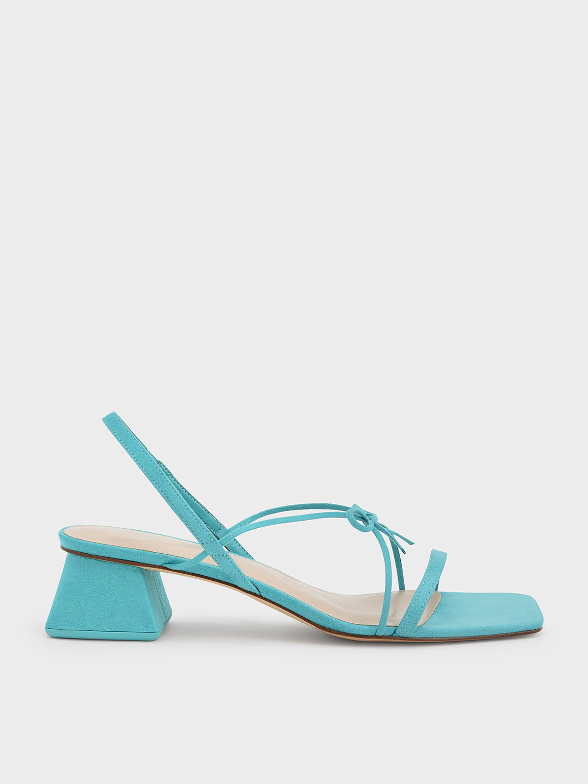 Strappy Bow Textured Slingback Sandals, Turquoise, hi-res