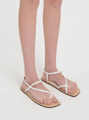 Asymmetric Toe Ring Sandals, White, hi-res