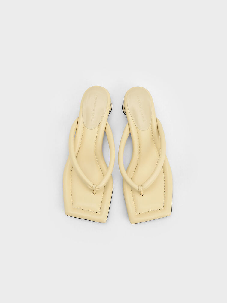Asymmetric-Toe Puffy Thong Sandals, Yellow, hi-res