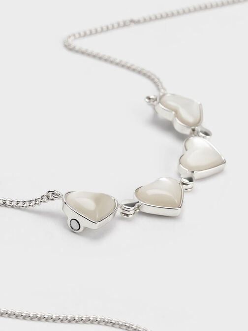 Annalise Clover Heart Necklace, Silver, hi-res