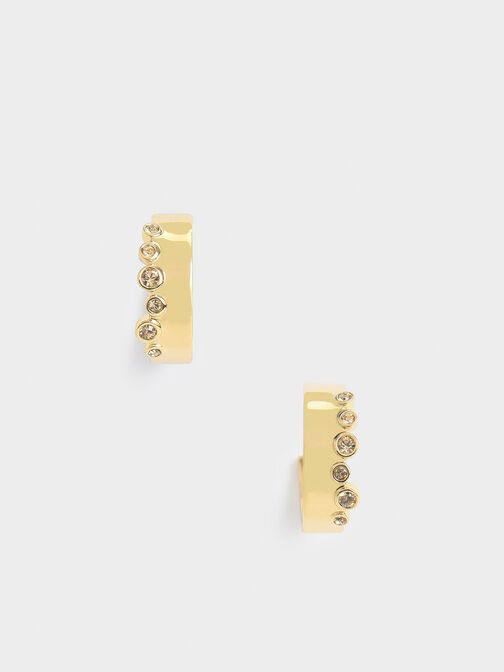 Swarovski� Crystal Studded Hoop Earrings, Gold, hi-res