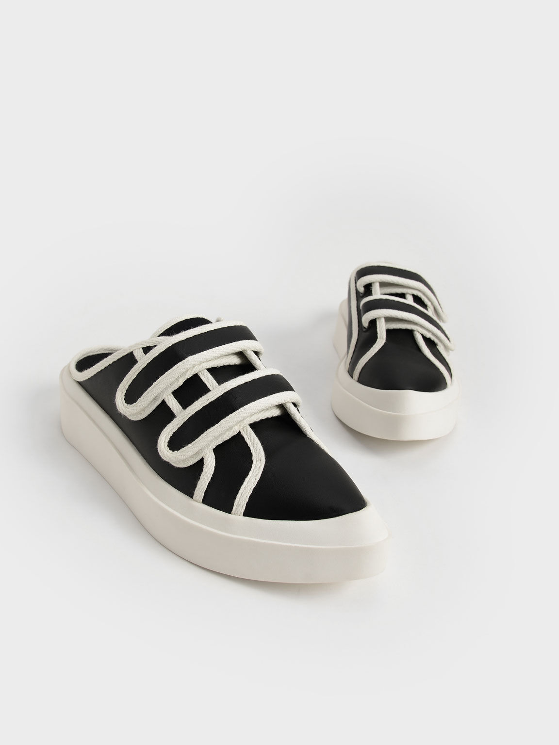 Two-Tone Velcro Sneaker Mules, Black, hi-res