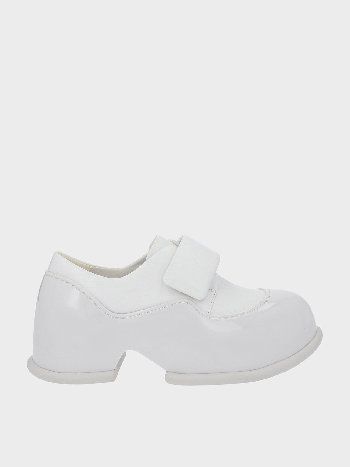 White Pixie Patent Platform Loafers - CHARLES & KEITH DK