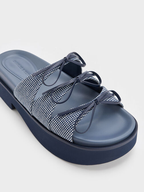 Sandales texturées à plateforme et triple nœud Dorri, Bleu, hi-res