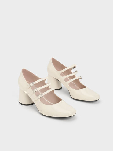 Claudie Patent Buckled Mary Janes, Chalk, hi-res