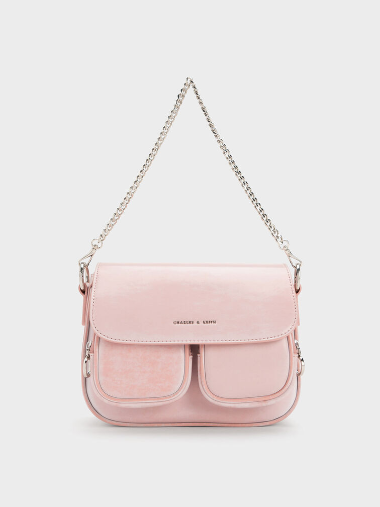Light Pink Letitia Front Flap Crossbody Bag - CHARLES & KEITH LV