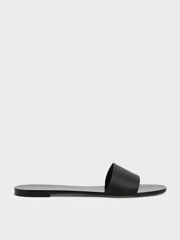 Dot Motif Slide Sandals, Black, hi-res