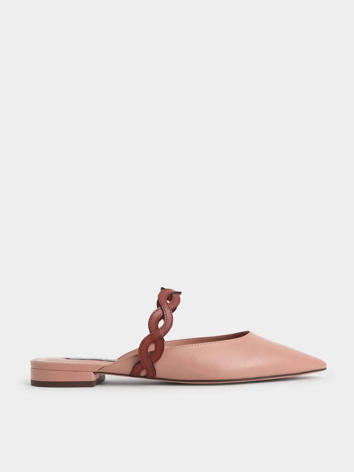 Woven Strap Flat Mules, Pink, hi-res