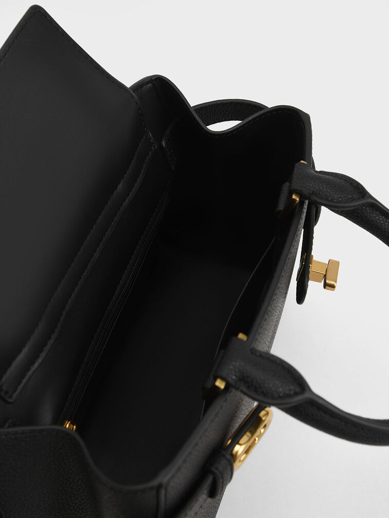 Aubrielle Metallic-Accent Belted Bag, Black, hi-res