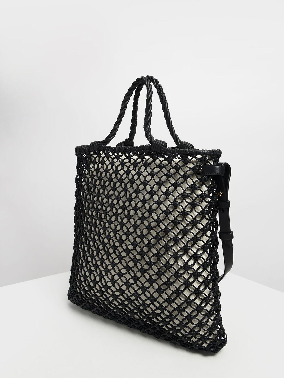 Knitted Tote Bag, Black, hi-res