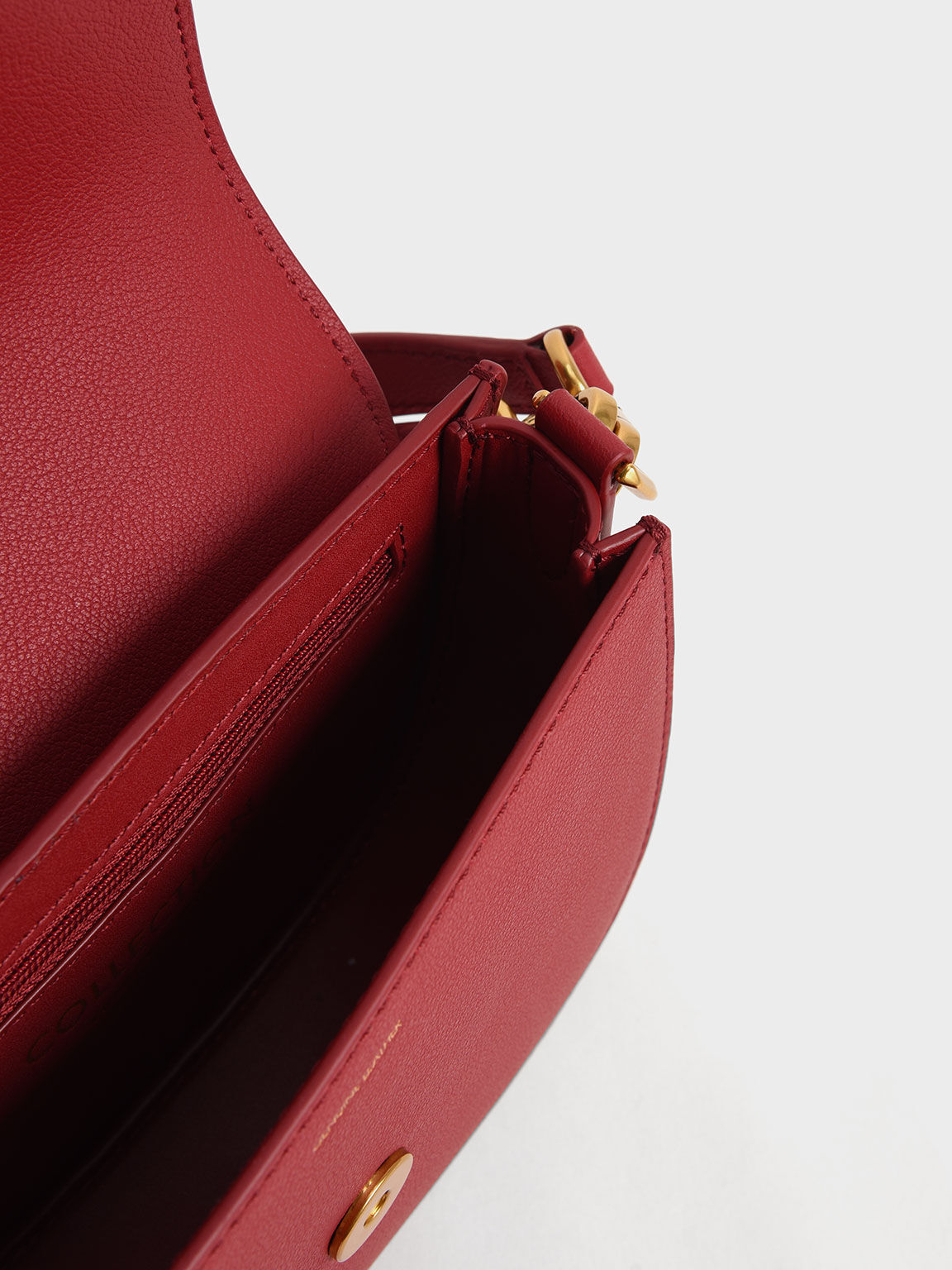 Lunar New Year Collection: Mini Gabine Leather Saddle Bag, Red, hi-res