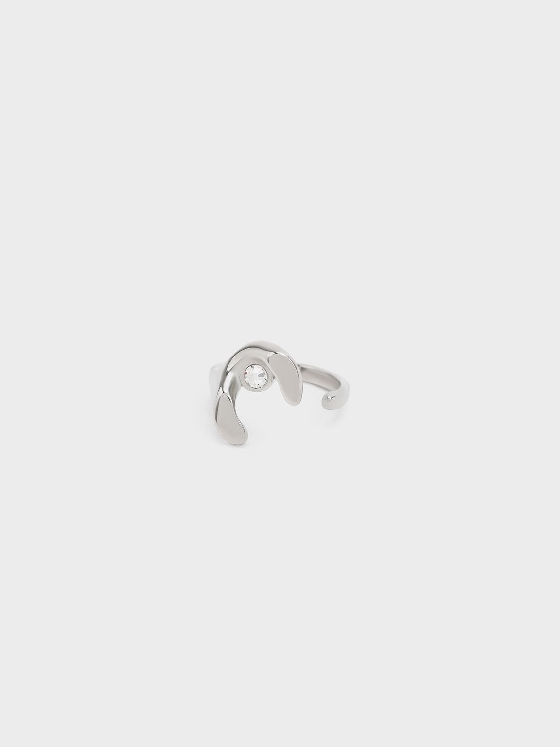 Gem-Embellished Open Ring, Silver, hi-res