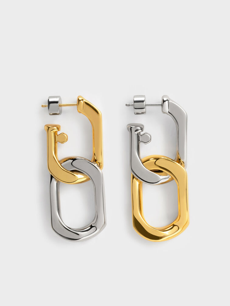 Gabine Two-Tone Chain-Link Drop Earrings, Multi, hi-res
