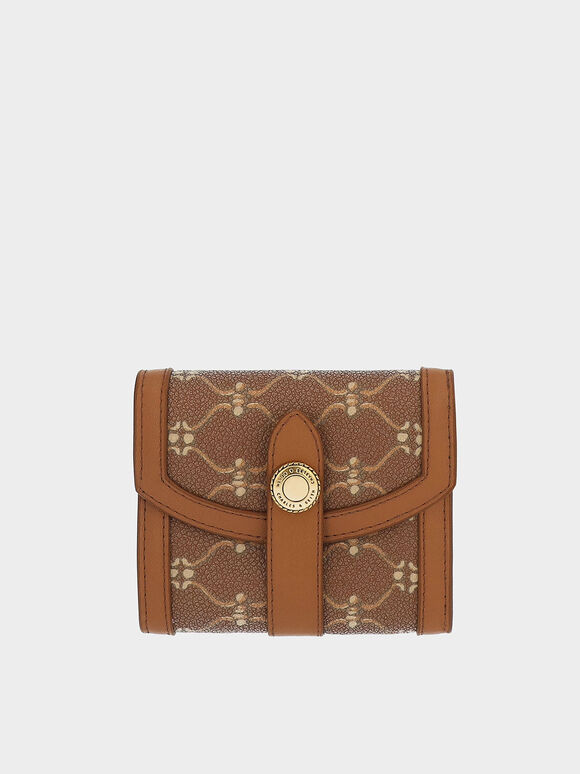 Este Belted Printed Small Wallet, Chocolate, hi-res