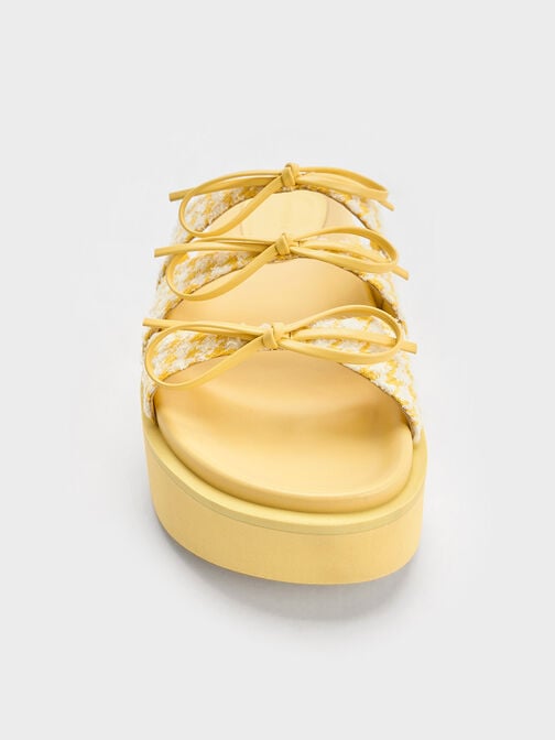 Dorri Houndstooth Triple-Bow Platform Sandals, Yellow, hi-res
