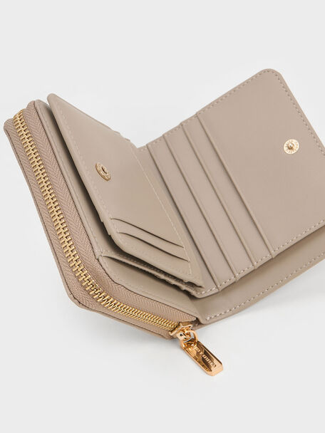 Zip-Around Small Wallet, Taupe, hi-res