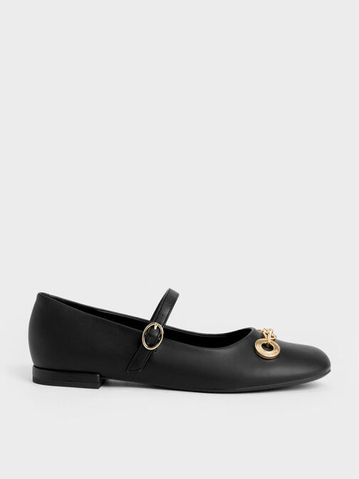 Chaussures Mary Jane avec détail métallique, Noir, hi-res