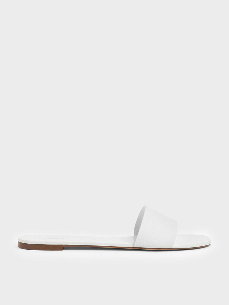 Dot Motif Slide Sandals, White, hi-res