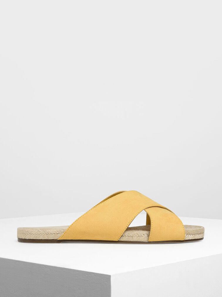 Criss Cross Slide Sandals, Yellow, hi-res
