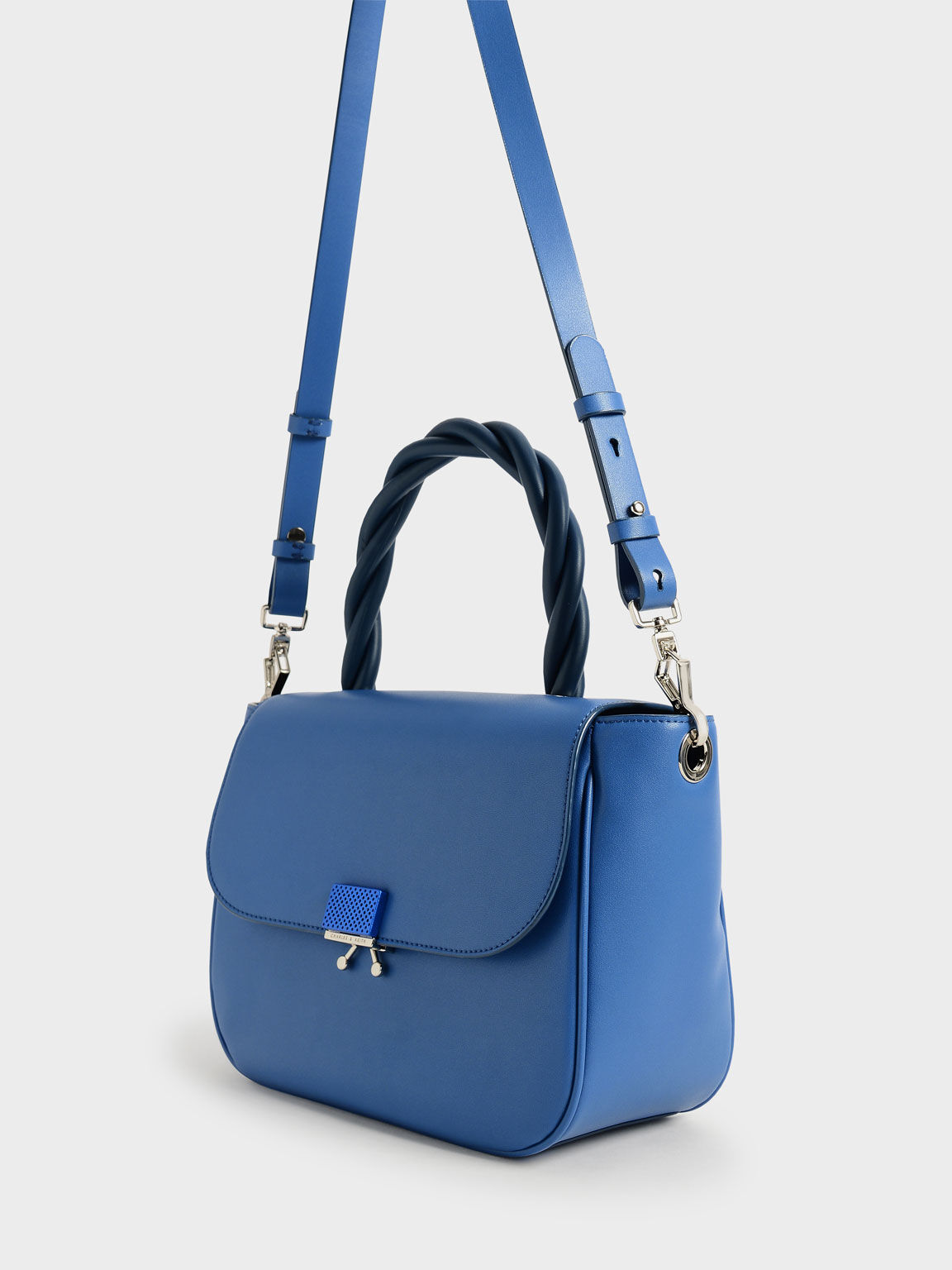 Twist Top Handle Bag, Blue, hi-res