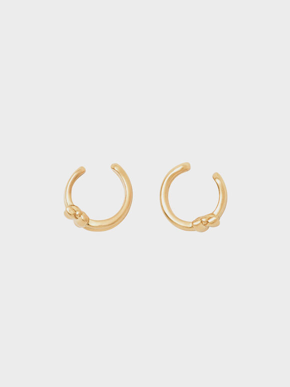 Sculptural Hoop Earrings, Brush Gold, hi-res
