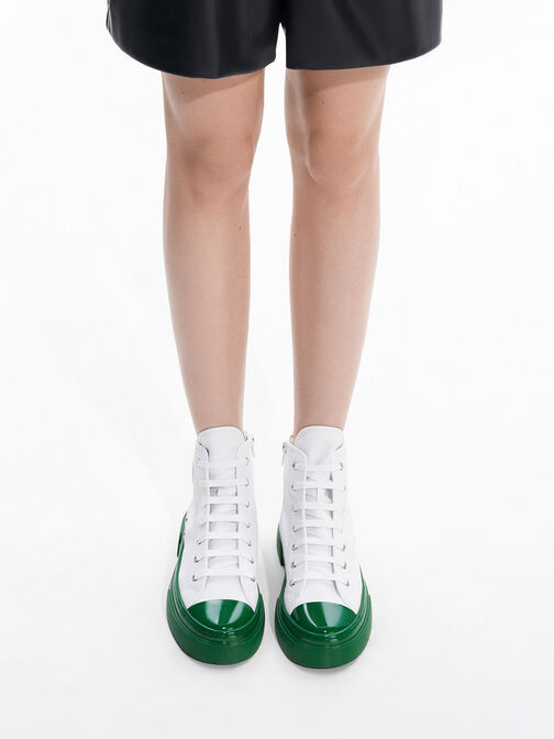Kay Two-Tone High-Top Sneakers, Green, hi-res