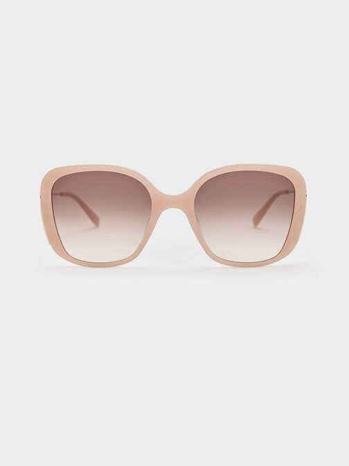 Recycled Acetate Wide-Frame Butterfly Sunglasses, Pink, hi-res