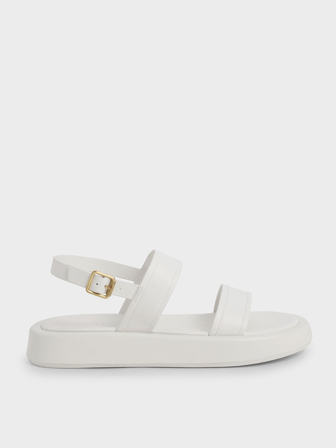 Open Toe Slingback Platform Sandals, White, hi-res