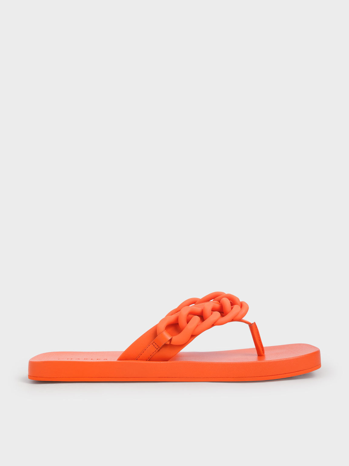 Chain Link Thong Sandals, Orange, hi-res