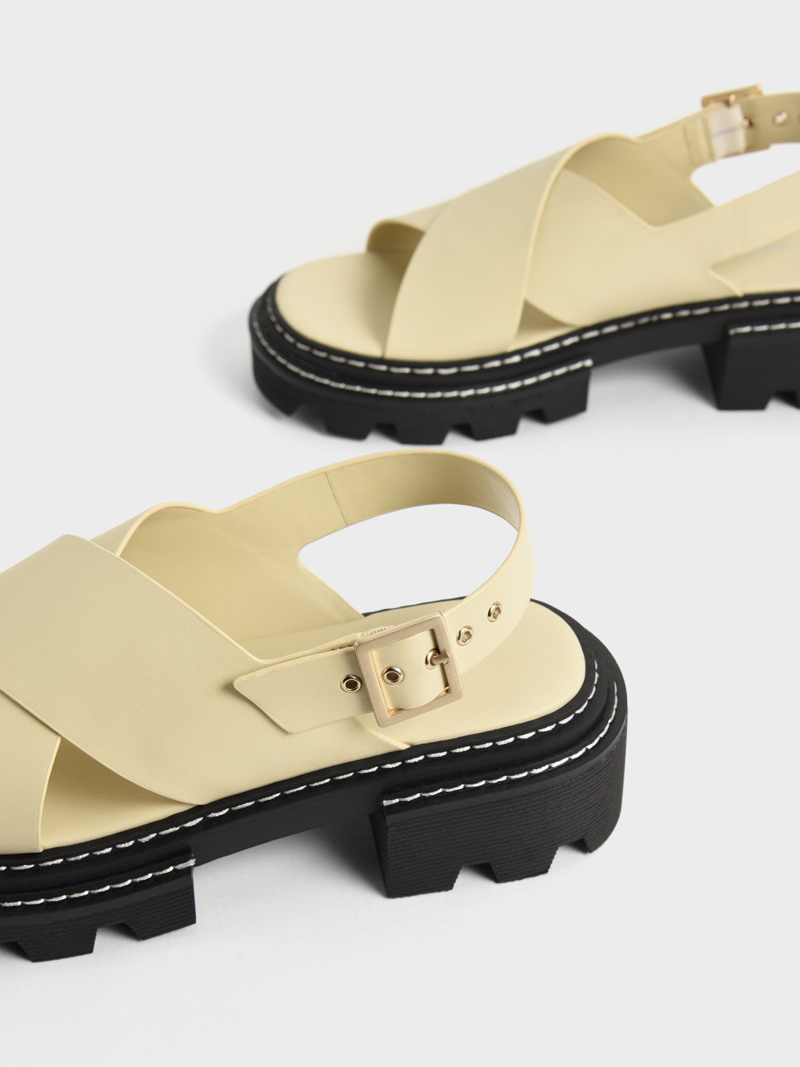 Crossover Slingback Sandals, Yellow, hi-res